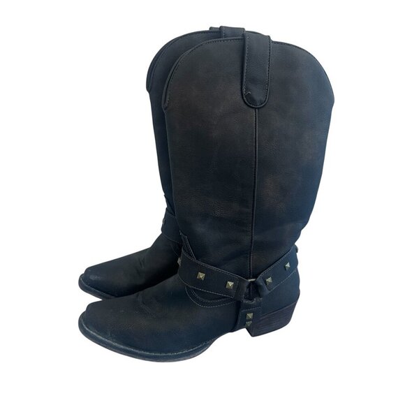 Roper Western Women's Boots Brown Vegan Leather Stud Low Heel Size 9 Women's - Picture 1 of 9